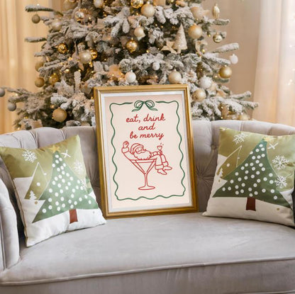 Retro Santa Cocktail Christmas Art Print: Mid-Century Holiday Bar Decor (Digital Download)