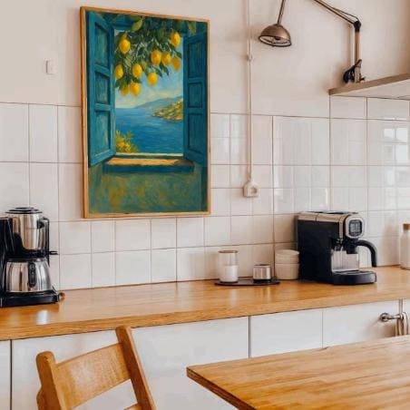 Mediterranean Lemon Window Print | Coastal Kitchen Wall Art (Digital Download)