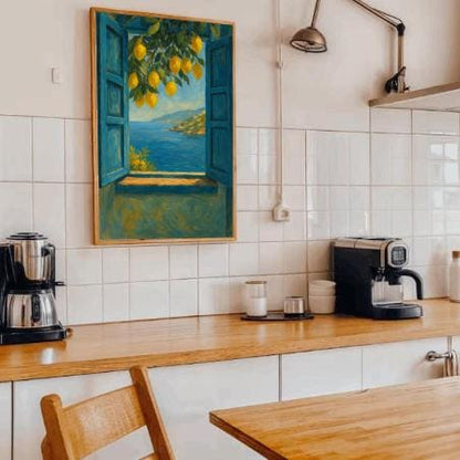 Mediterranean Lemon Window Print | Coastal Kitchen Wall Art (Digital Download)