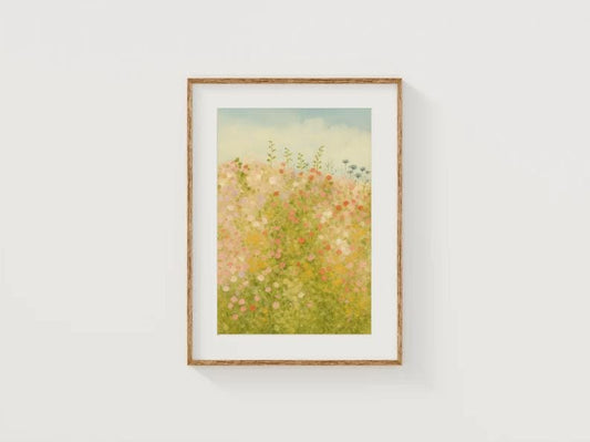 Cottagecore Wildflower Meadow Print | Pastel Floral Field (Digital Download)