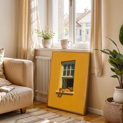 Reading by the Window Art Print | Minimalist Sunlight Painting (Digital Download)