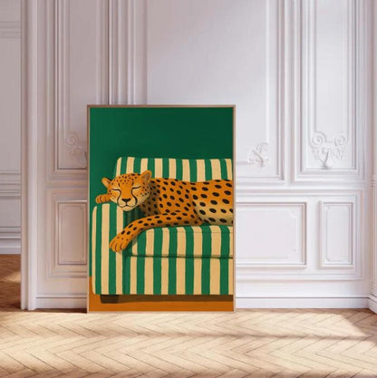 Sleeping Cheetah Art Print | Whimsical Jungle Decor (Digital Download)