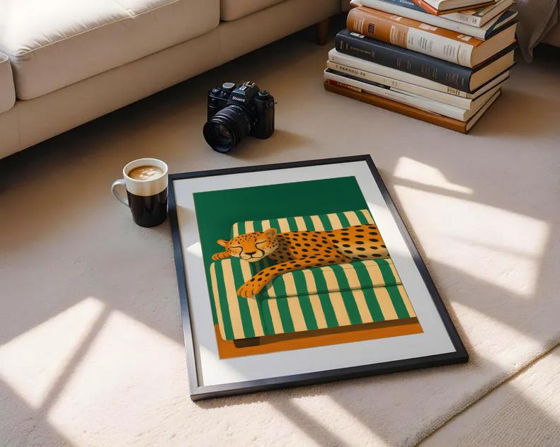 Sleeping Cheetah Art Print | Whimsical Jungle Decor (Digital Download)