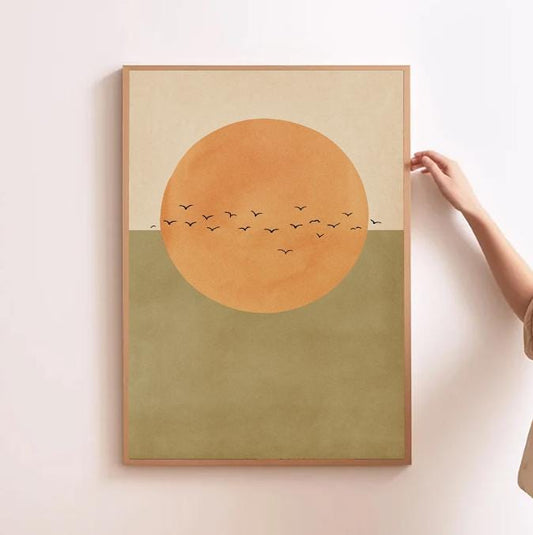 Abstract Sun Print | Boho Sunset Wall Art (Digital Download)