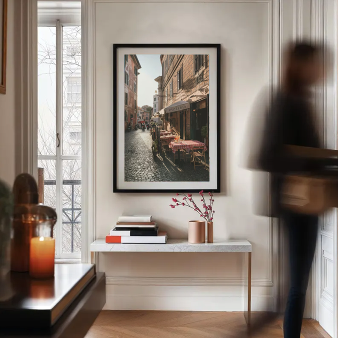 Italian Street Café — Rome Pizzeria at Golden Hour Travel Wall Art