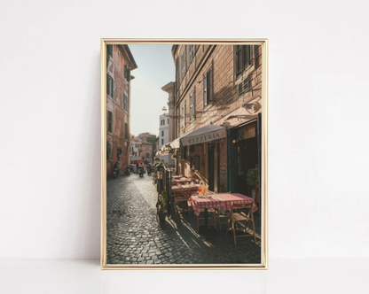 Italian Street Café — Rome Pizzeria at Golden Hour Travel Wall Art