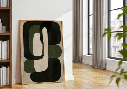 Mid Century Modern Art Print – Neutral Abstract Shapes, Minimal Geometric Wall Decor