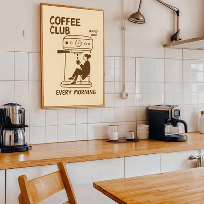 Minimalist Coffee Art Print – Retro Kitchen Wall Decor