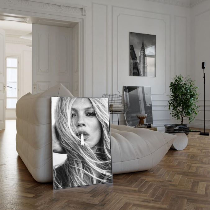 Black and White Woman Portrait Wall Art Print, Moody Fashion Photography, Minimalist Feminine Art