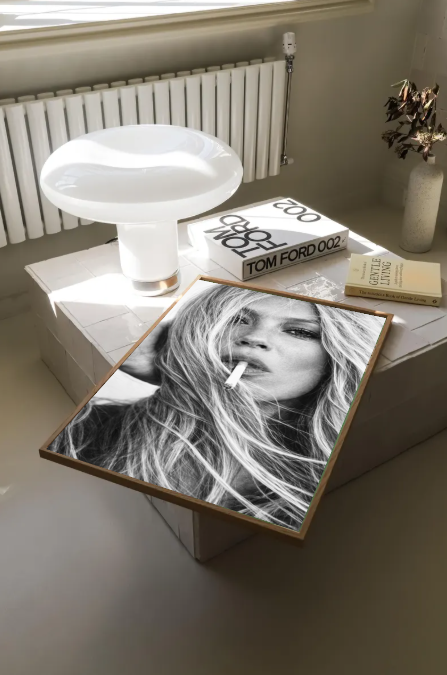 Black and White Woman Portrait Wall Art Print, Moody Fashion Photography, Minimalist Feminine Art