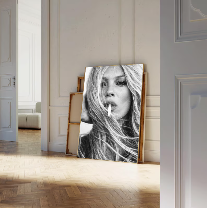 Black and White Woman Portrait Wall Art Print, Moody Fashion Photography, Minimalist Feminine Art