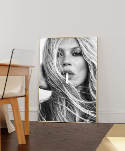 Black and White Woman Portrait Wall Art Print, Moody Fashion Photography, Minimalist Feminine Art