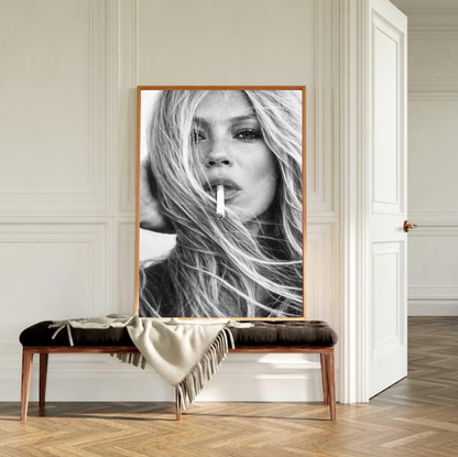 Black and White Woman Portrait Wall Art Print, Moody Fashion Photography, Minimalist Feminine Art