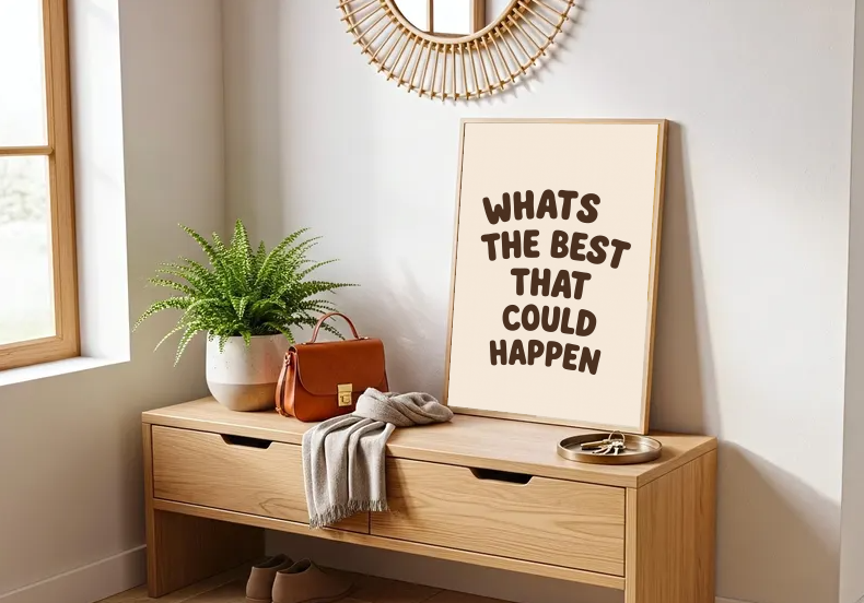 Positive Thinking Wall Art – Retro “What’s the Best That Could Happen” Printable, Motivation Quote Art, Uplifting Office Decor