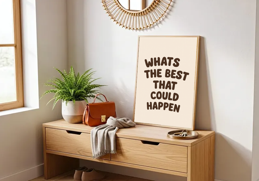 Positive Thinking Wall Art – Retro “What’s the Best That Could Happen” Printable, Motivation Quote Art, Uplifting Office Decor
