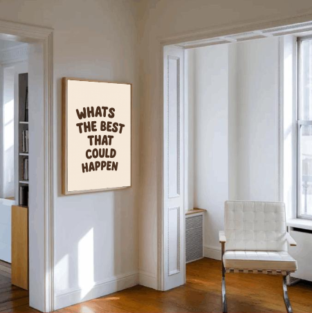 Positive Thinking Wall Art – Retro “What’s the Best That Could Happen” Printable, Motivation Quote Art, Uplifting Office Decor