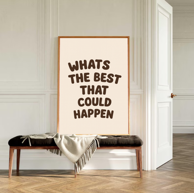 Positive Thinking Wall Art – Retro “What’s the Best That Could Happen” Printable, Motivation Quote Art, Uplifting Office Decor