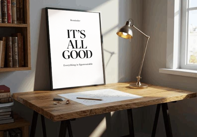 Minimalist Inspirational Quote Print — “It’s All Good” Modern Typography Wall Art | Positive Affirmation | Neutral Home Decor