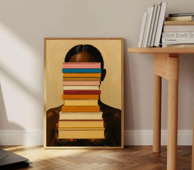 Stack of Books Art Print – Bookworm Wall Decor