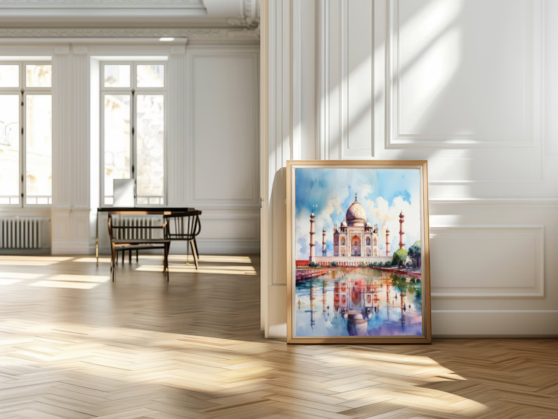Taj Mahal Reflections — Iconic India Watercolor Travel Wall Art